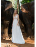 Sexy Ivory Chiffon Open Back Bohemian Wedding Dress